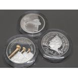 3 UK ROYAL MINT 5 POUND SILVER PROOF PIEDFORT CROWNS COMPRISING 2000 QUEEN MOTHER, QUEENS 80TH AND