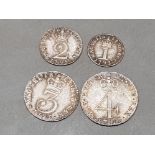 1795 GEORGE III 4 COIN MAUNDY SET EF TO UNC WITH MATCHING TONES