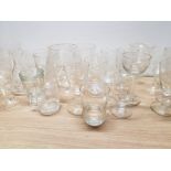 ETCHED EDWARDIAN BEER, LADY HAMILTON TYPE AND VARIOUS OTHER GLASS MEASURES