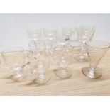 6 AMERICAN MCG ETCHED GLASSES ,SET OF 4 CUSTARD GLASSES PLUS ANTIQUE ALE GLASS