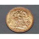 GOLD 1913 KING GEORGE V HALF SOVEREIGN COIN