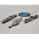 4 ANTIQUE SILVER BROOCHES