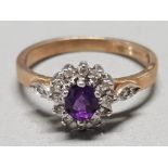 9CT YELLOW GOLD AND AMETHYST RING 2.3G SIZE N