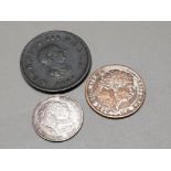 1806 HALF PENNY, 1820 SIXPENCE AND 1820 SHILLING