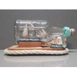 2 VINTAGE SAILING SHIPS IN A BOTTLE