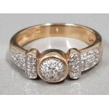 9CT YELLOW GOLD DIAMOND ORNATE BAND 3.6G SIZE N