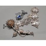 FILIGREE SILVER 2 BROOCHES AND BRACELET