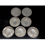 7 SILVER PRE 1919 GEORGE V HALF CROWN COINS