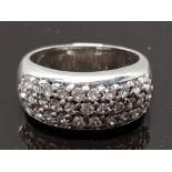 3 ROW CZ AND SILVER BAND RING