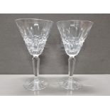 2 STUNNING WATERFORD STEMWARE, LISMORE TALL LEAD CRYSTAL WINE GLASSES