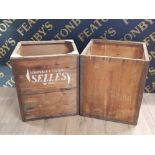 2 LARGE VINTAGE WOODEN TEA BOXES