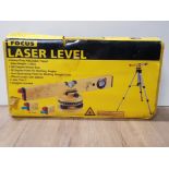 FOCUS LASER LEVEL WITH HEAVY DUTY ADJUSTABLE TRIPOD PLUS EYE PROTECTORS IN CARRY CASE