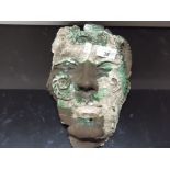 STUDIO POTTERY FACE MASK WITH LUGS TO THE REVERSE FOR HANGING BY BERENICE KATE ALCOCK