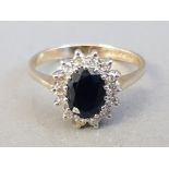 9CT YELLOW SAPPHIRE AND DIAMOND CLUSTER RING 1.8G SIZE K1/2