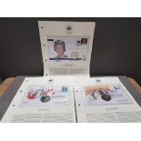 3 FIRST DAY COVER COMMERORATIVE COIN COLLECTIONS FROM THE QUEENS GOLDEN JUBILEE 2002 INC M0258