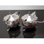 HALLMARKED BIRMINGHAM SILVER CONDIMENT SET GROSS WEIGHT 163.9G