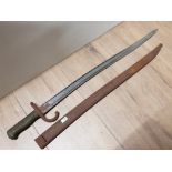 ANTIQUE FRENCH 1873 CHASSEPOT BAYONET SWORD WITH SCABBARD