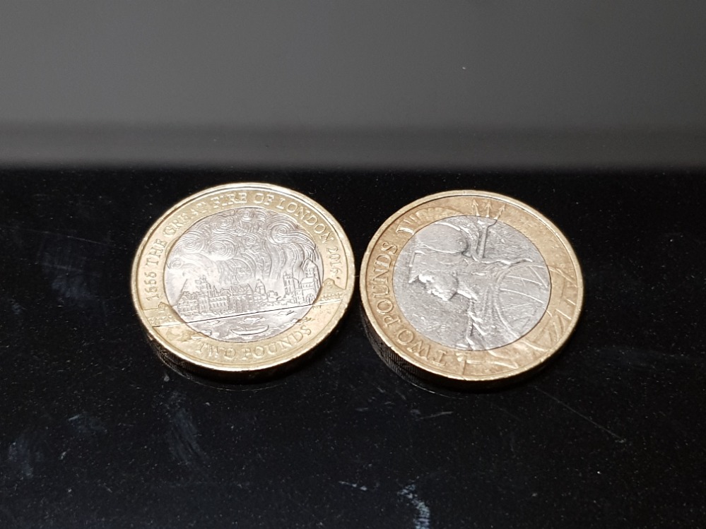 5 COLLECTABLE 2 POUND COINS INCLUDES THE GREAT FIRE OF LONDON AND 1999 RUGBY NATIONS - Image 2 of 3
