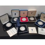 6 UK ROYAL MINT SILVER PROOF 5 POUND CROWNS COMPRISING OF 1977 JUBILEE, 1980 QUEEN MOTHER, 1981