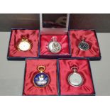 5 BOXED DECORATIVE COLLECTORS POCKET WATCHES