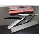 2 VINTAGE CUT THROAT RAZORS AND SHARPENING BLOCK ALL IN ORIGINAL BOXES