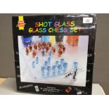 BOXED SHOT GLASS CHESS SET BY MAXIM LEISURE
