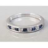 LADIES 18CT WHITE GOLD DIAMOND SAPPHIRE BAND 2G SIZE J