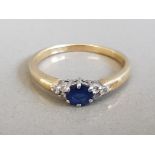 9CT YELLOW GOLD LADIES SAPPHIRE AND DIAMOND CLUSTER RING 2.4G SIZE R