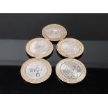 5 COLLECTABLE 2 POUND COINS INCLUDES TRINITY HOUSE AND WILLIAM SHAKESPEARE