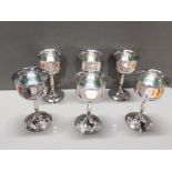 A SET OF 6 VERY NICE SILVER PLATED CAVALIER GOBLETS 10.4CM