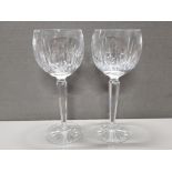 2 STUNNING WATERFORD LEAD CRYSTAL WINE GLASSES