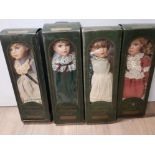 4 VINTAGE ELEGANCE PORCELAIN DOLLS IN ORIGINAL BOXES