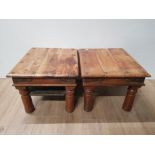 A PAIR OF SOLID SHEESHAM WOOD LAMP TABLES