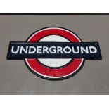 A CAST METAL LONDON UNDERGROUND SIGN