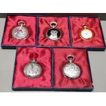 5 BOXED DECORATIVE COLLECTORS POCKET WATCHES