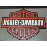 CAST METAL MOTOR CYCLES HARLEY DAVIDSON SIGN 33.5CM X 26CM