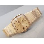 9CT YELLOW GOLD SQUARE FACE AUTOMATIC ROTARY WRISTWATCH 64.5G