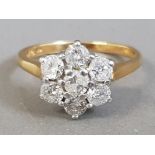 18CT YELLOW GOLD DIAMOND CLUSTER RING APPROXIMATELY 1CT