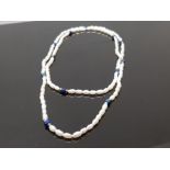 FRESHWATER PEARL AND LAPIS LAZULI BEAD NECKLET