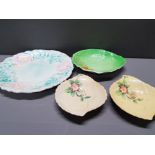 3 PIECES OF CARLTON WARE INCLUDES LEAF AND CABBAGE WARE TOGETHER WITH A HAND PAINTED FLORAL