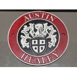 CAST METAL AUSTIN HEALEY SIGN 23CM