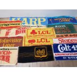 A GOOD COLLECTION OF VINTAGE BAR TOWELS INCLUDING COLT 45 AND LCL ETC