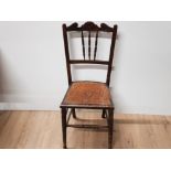 CARVED OAK EDWARDIAN METAL STUDDED BEDROOM CHAIR