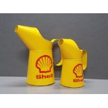 SHELL 1 LITRE TIN OIL CAN TOGETHER WITH A HALF LITRE OIL CAN