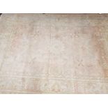 LARGE 1920S 8FT X 12FT PINK FRINGED CARPET