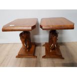 PAIR OF ELEPHANT BASED LOW TABLES 28CM X 41CM HEIGHT 38CM