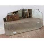ART DECO FRAMELESS FIGURED MIRROR WITH ETCHED GLASS