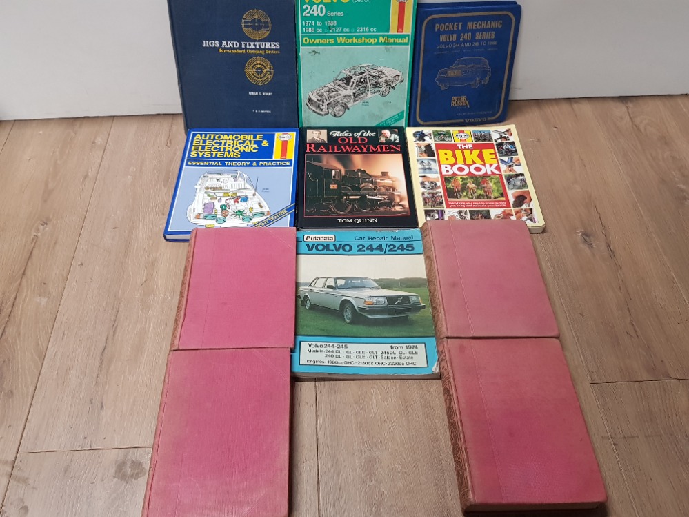 11 ASSORTED BOOKS INCLUDES OLD RAILWAYMEN THE BIKE BOOK VOLVO 240 SERIES OWNERS WORKSHOP MANUAL ETC