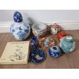 SMALL LOT OF ORIENTAL CERAMICS PLUS CLOISONNE INCLUDES GINGER JARS ETC