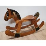 VINTAGE WOODEN AND HAND PAINTED CHILDS ROCKING HORSE 85CM X 55CM